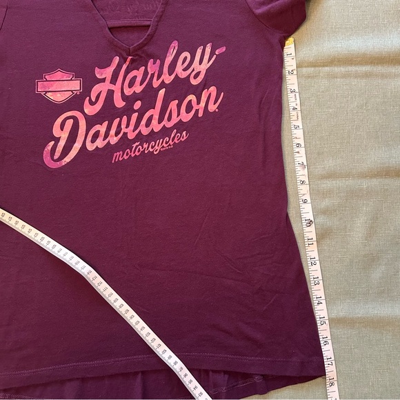 Harley-Davidson Women's Plum V‑Neck Tee with Pink Logo - Picture 10 of 10